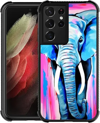 Vista 26 de Funda compatible con Samsung Galaxy S21, diseño de elefantes africanos, diseño increíble a prueba de golpes, antiarañazos, carcasa trasera