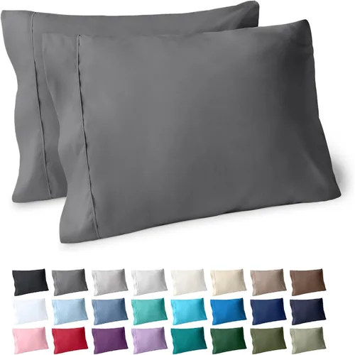 Vista 54 de Bare Home Juego de 2 fundas de almohada de microfibra de tamaño estándar, fundas de almohada refrescantes, doble cepillado, fácil cuidado, cierre