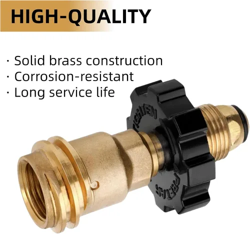 Vista 4 de Adaptador de tanque de propano de ajuste universal que convierte POL a QCC1/tipo 1-100% latón macizo, adaptador de manguera de propano antiguo a