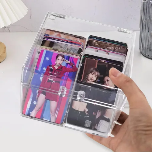 Vista 5 de YAHUIPEIUS Caja de almacenamiento para tarjetas fotográficas, caja de almacenamiento transparente para tarjetas fotográficas, organizador