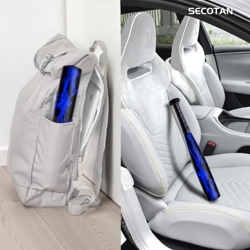 Vista 6 de Bate de béisbol de aluminio de una mano de 17 pulgadas, bate de sóftbol, para el hogar/coche/defensa personal, práctica de bateo, bate de aluminio
