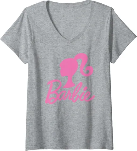Vista 7 de Camiseta con cuello en V con logotipo rosa Barbie para mujer Barbie Negro