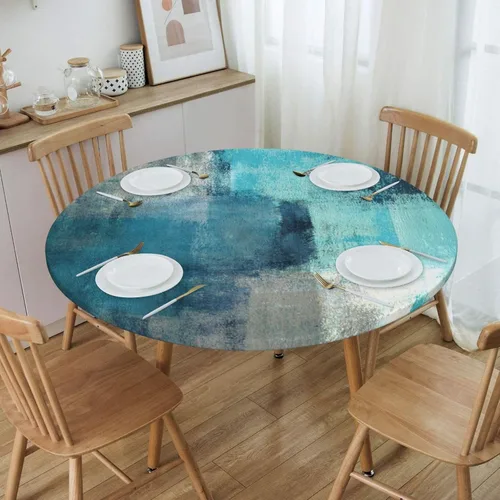 Vista 9 de Mantel elástico redondo bohemio con borde ajustable para mesa de 40 a 44 pulgadas de diámetro