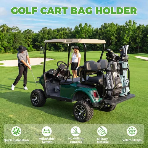 Vista 3 de 10L0L Soporte universal para bolsa de carrito de golf, accesorio ajustable para asiento trasero sin taladros para 2+2 plazas, se adapta a Yamaha