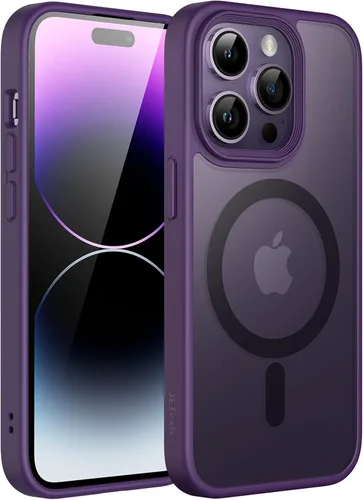Vista 27 de JETech Funda magnética mate para iPhone 14, color negro Compatible con MagSafe, parte trasera mate translúcida, protección delgada a prueba