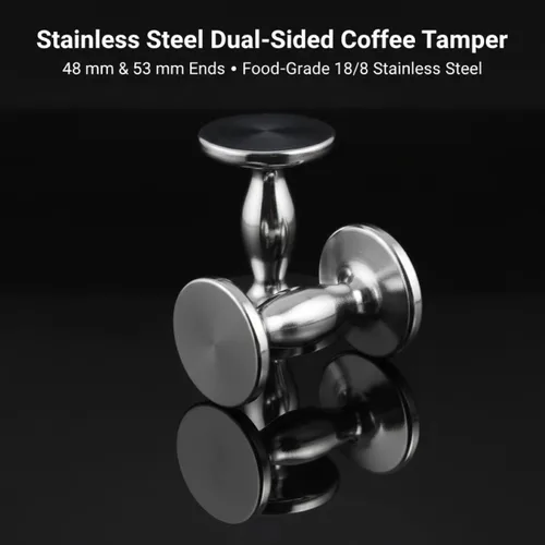 Vista 2 de Fino Tamper expreso de doble cara, peso de 4 onzas, 1.969 in y 2.165 in, aluminio pesado