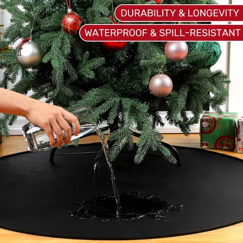 Vista 3 de Timgle Tapete para árbol de Navidad, tapete de silicona resistente para árbol de Navidad, protector de suelo impermeable para árbol de Navidad Negro