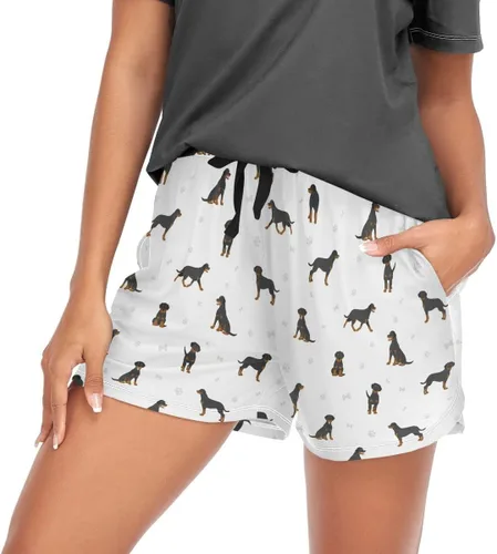 Vista 2 de vvfelixl Pantalones cortos de dormir para mujeres, cachorros, pantalones cortos de pijama con bolsillos, pantalones de dormir S-XXL