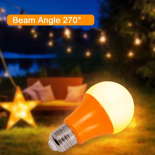 Vista 4 de Bombillas LED A19, base E26, 9 W (equivalente a 60 W), luz de porche para decoración de Halloween, paquete de 4