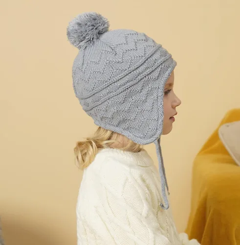 Vista 4 de Connectyle - Gorro de invierno con forro polar para niños y niñas