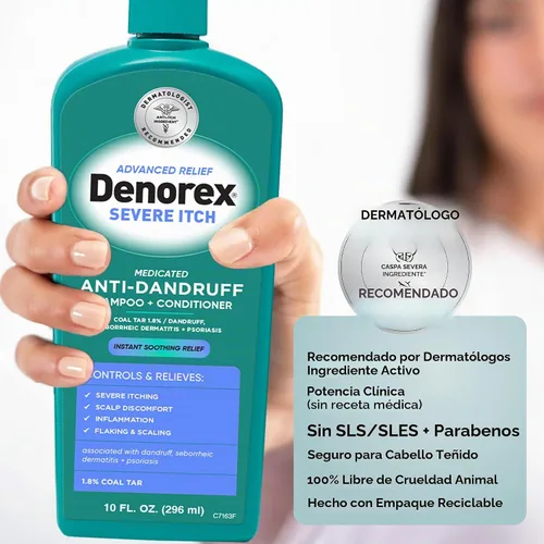 Vista 6 de Denorex Champú y acondicionador anticaspa severa para picazón, 10 fl oz