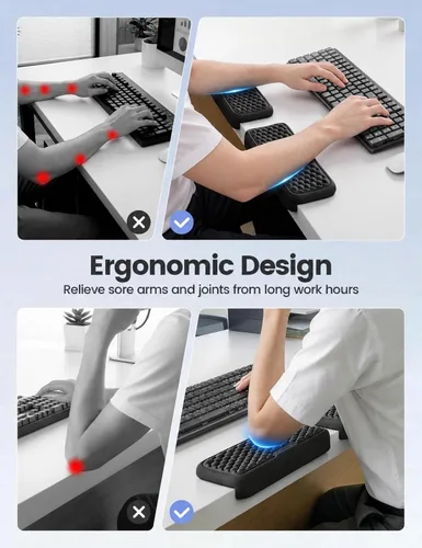 Vista 2 de Vaydeer 2 almohadillas para coderas, coderas en forma de L, cojín de borde de escritorio, ergonómico de espuma viscoelástica, reposamuñecas, teclado