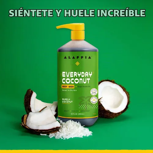 Vista 6 de Alaffia Champú de coco EveryDay, champú limpiador suave para cabello normal a seco, fabricado con aceite de coco rico en vitamina E, sin parabenos