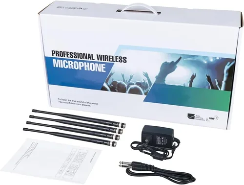 Vista 8 de Sistema de micrófono inalámbrico 6 canales Lavalier Mic Bodypacks Auriculares de solapa Frecuencia B Boda Fiesta Reunión Escuela Iglesia Conferencia