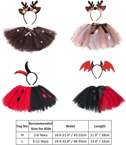 Vista 5 de Disfraz de ciervo para niñas pequeñas, Halloween, Navidad, cosplay, princesa, falda tutú + diadema