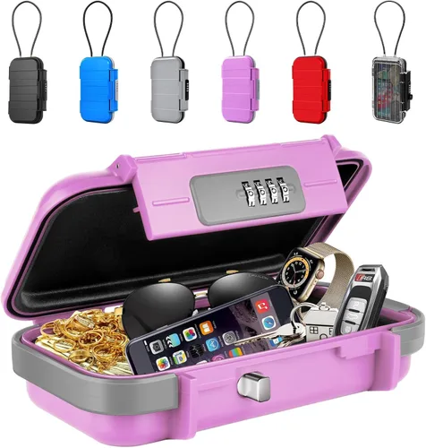 Vista 12 de BKNOOU Caja de seguridad portátil con cadena removible, caja de seguridad antirrobo para la playa, caja de seguridad con cerradura de combinación