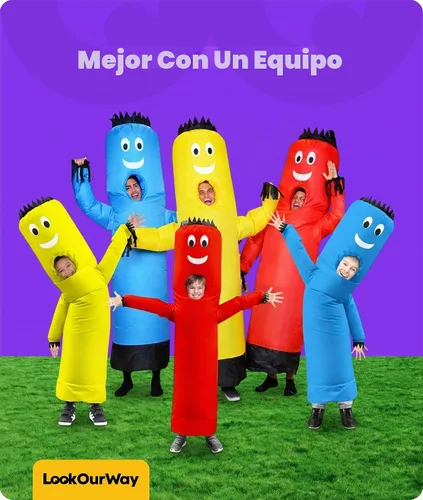 Vista 4 de Child Air Dancers Inflatable Tube Man Costume Rojo