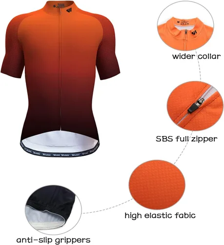 Vista 4 de Lo.gas Maillot de ciclismo para hombre, manga cortalarga, camisas de ciclismo con cremallera completa con bolsillos, ropa de bicicleta de carretera