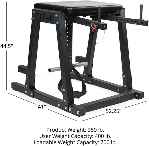 Vista 6 de Titan Fitness H-PND, máquina de hiperextensiones inversas para la parte inferior del cuerpo, clasificada 700 libras, máquina especializada