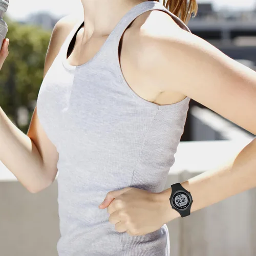 Vista 7 de GOLDEN HOUR Reloj deportivo impermeable para mujer con cronógrafo digital y correa de silicona