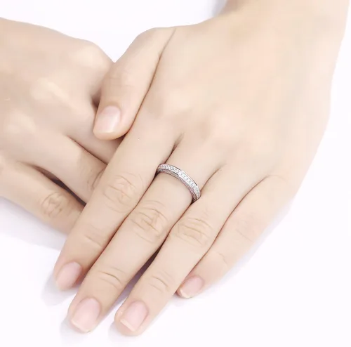 Vista 4 de Newshe Jewellery Banda de Boda Apilable Anillos de Compromiso de Circonita Cúbica para Mujeres Plata de Ley 925 Eternidad Aniversario Nupcial