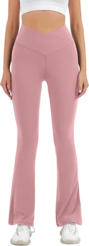 Vista 51 de HEGALY Pantalones de yoga acampanados para mujer, leggings cruzados, suaves, de cintura alta, pantalones casuales de entrenamiento con corte de bota