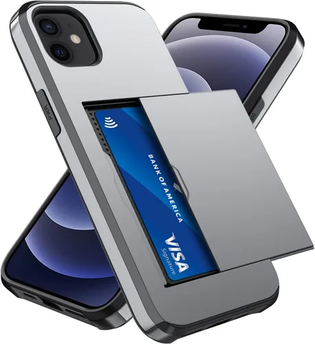Vista 60 de Qinmay Funda compatible con iPhone 7 Plus/8 Plus con tarjetero, doble capa a prueba de golpes, funda protectora resistente con ranura oculta Negro