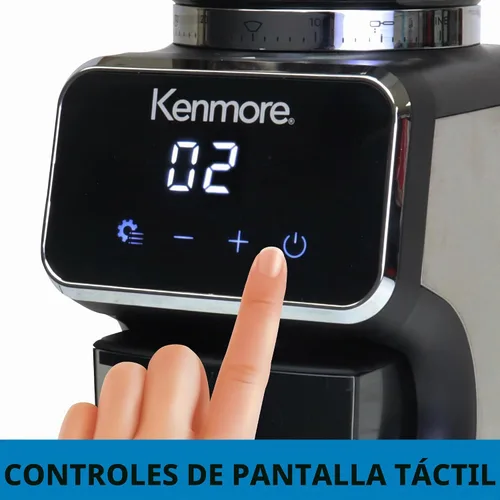Vista 5 de Kenmore - Molinillo de café cónico para café expreso, prensa francesa, goteo, tamaño de moler ajustable, molino de frijoles, control digital