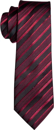 Vista 102 de Barry.Wang Juego de corbatas a cuadros para hombre con pañuelo gemelos de rayas clásicas