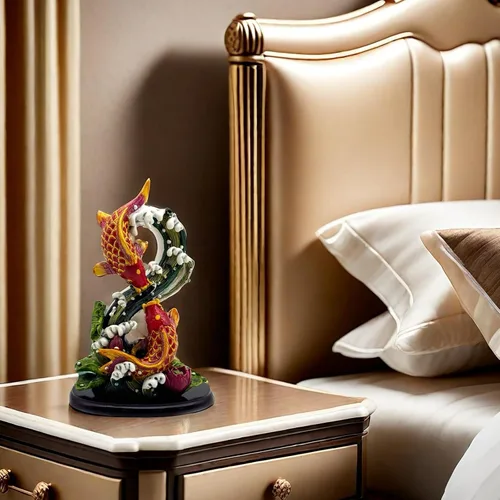 Vista 5 de Escultura china de la estatua de los peces de Feng Shui Frgurine Buen regalo de la suerte para el amante de FengShui Decoración decorativa