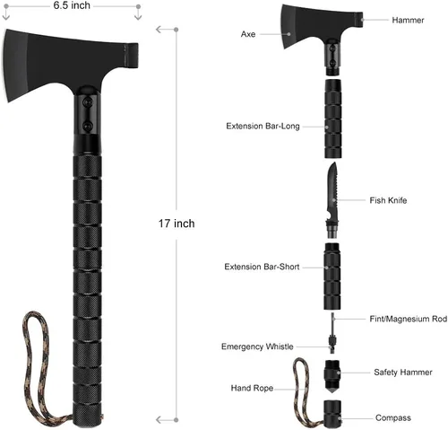 Vista 2 de LIANTRAL - Hacha de camping plegable, hacha de supervivencia táctica para campamento en el exterior