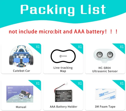 Vista 6 de ELECFREAKS Microbit Mini Cutebot Kit compatible con BBC Micro:bit V2 y V1, Kit de Coche Robot Programable DIY, Proyecto Educativo STEM, Coche