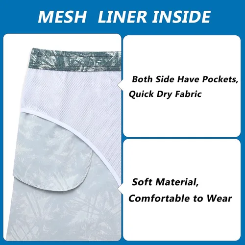 Vista 5 de Biwisy Mens Swim Trunks Quick Dry Beach Shorts Mesh Lining Swimwear Bathing Suits with Pockets