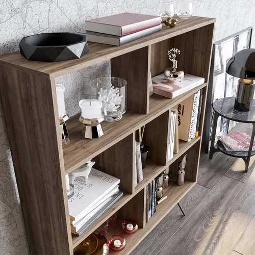 Vista 4 de Decorotika -Librería geométrica Mistico con cuatro patas de metal (nogal)