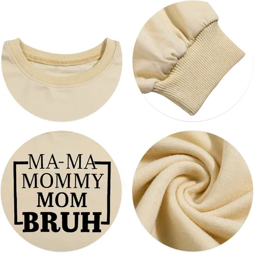 Vista 5 de HEBBE Sudadera de gran tamaño para mujer, mamá, mamá, mamá, Bruh, sudaderas casuales para mamá, blusas