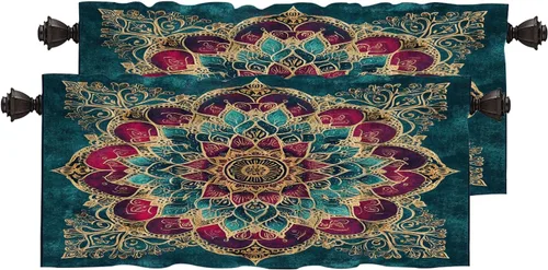 Vista 16 de Cortinas opacas para el océano marítimo, anclas, arte náutico, cortinas de media ventana para cocina con bolsillo para barra, oscurecimiento
