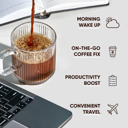 Vista 7 de IQJOE Paquetes de Café de Hongos (40 Porciones) Melena de León, Magnesio Magtein, Antioxidantes, Adaptógenos - Negro Original - Café Instantáneo