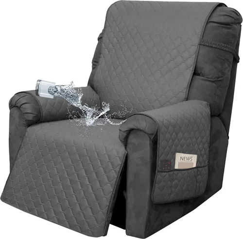 Vista 42 de Easy-Going Funda impermeable para sofá biplaza reclinable con bolsillo, funda de sofá reversible de 1 pieza para sillón reclinable de 2 asientos