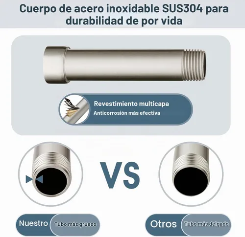 Vista 2 de BRIGHT SHOWERS Brazo Extensor de Ducha para Cabezal de Lluvia y de Mano, Brazo de Extensión de Cabezal de Ducha de 4 Pulgadas, Extensión de Tubo
