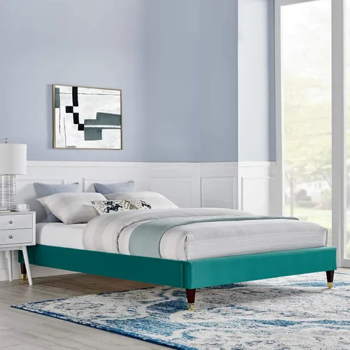 Vista 11 de Modway MOD-6268-DUS Harlow - Marco de cama con plataforma de terciopelo de rendimiento individual, color rosa polvoriento