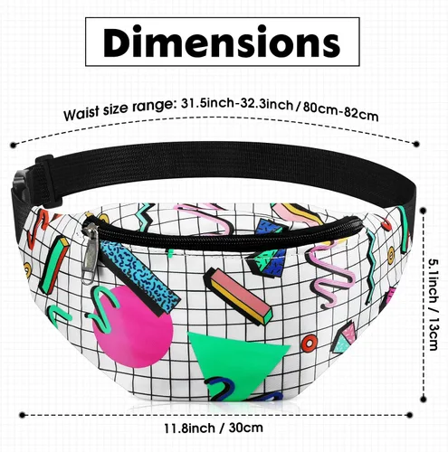 Vista 2 de 3 Riñoneras de los años 80 y 90, bolsas de cintura retro de neón de los años 80 y 90, accesorios de atuendo para hombres y mujeres, bolsas casuales