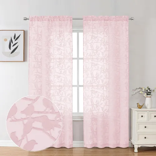 Vista 81 de OVZME Anji Clip Voile Sheer Tiers RD 2X30X36 Negro