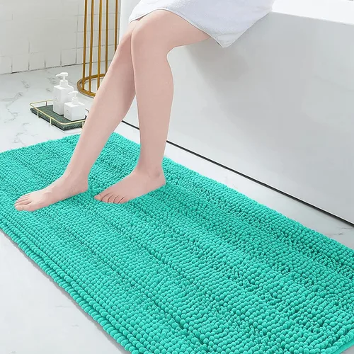 Vista 260 de Grandaily Alfombras de baño de felpilla a rayas de 24 x 16 pulgadas, extra gruesas y suaves, absorbentes, parte trasera de goma, alfombra de ducha