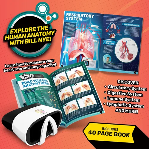 Vista 5 de Abacus Brands Bill Nye's Science Squad: Body Lab VR - Kit de ciencia para niños de realidad virtual, libro y juego de actividades de aprendizaje