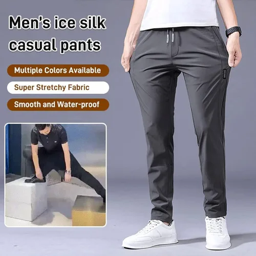 Vista 3 de LELEBEAR Janenisa - Pantalones elásticos de secado rápido para hombre, de seda de hielo, transpirables, de secado rápido, elásticos, cómodos y suaves