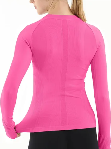 Vista 2 de MathCat - Camisetas de entrenamiento sin costuras para mujer, camisetas de yoga de manga larga, camiseta deportiva para correr, camiseta atlética
