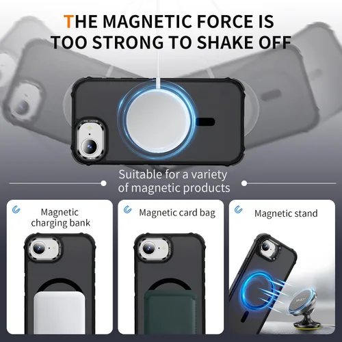 Vista 2 de Funda magnética para iPhone 16E de 6.1 pulgadas, con protector de pantalla HD, carga inalámbrica rápida compatible, resistente contra caídas
