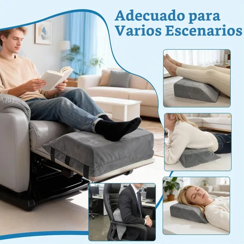 Vista 5 de Cojín reclinable ajustable de cuña de 6 pulgadas de grosor con espuma elástica y correas, almohada elevadora multiusos para silla, sofá, cama y sofá