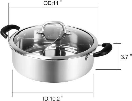 Vista 2 de Olla Caliente Shabu de Acero Inoxidable, Olla China de Inducción Shabu con Divisor para Cocina de Gas