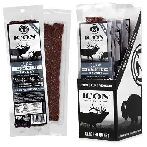Vista 7 de ICON Meats - Tiras de carne seca de bisonte y carne de res, sabor original, 8 paquetes por caja, 2 tiras por paquete, aprobadas por el USDA, palitos